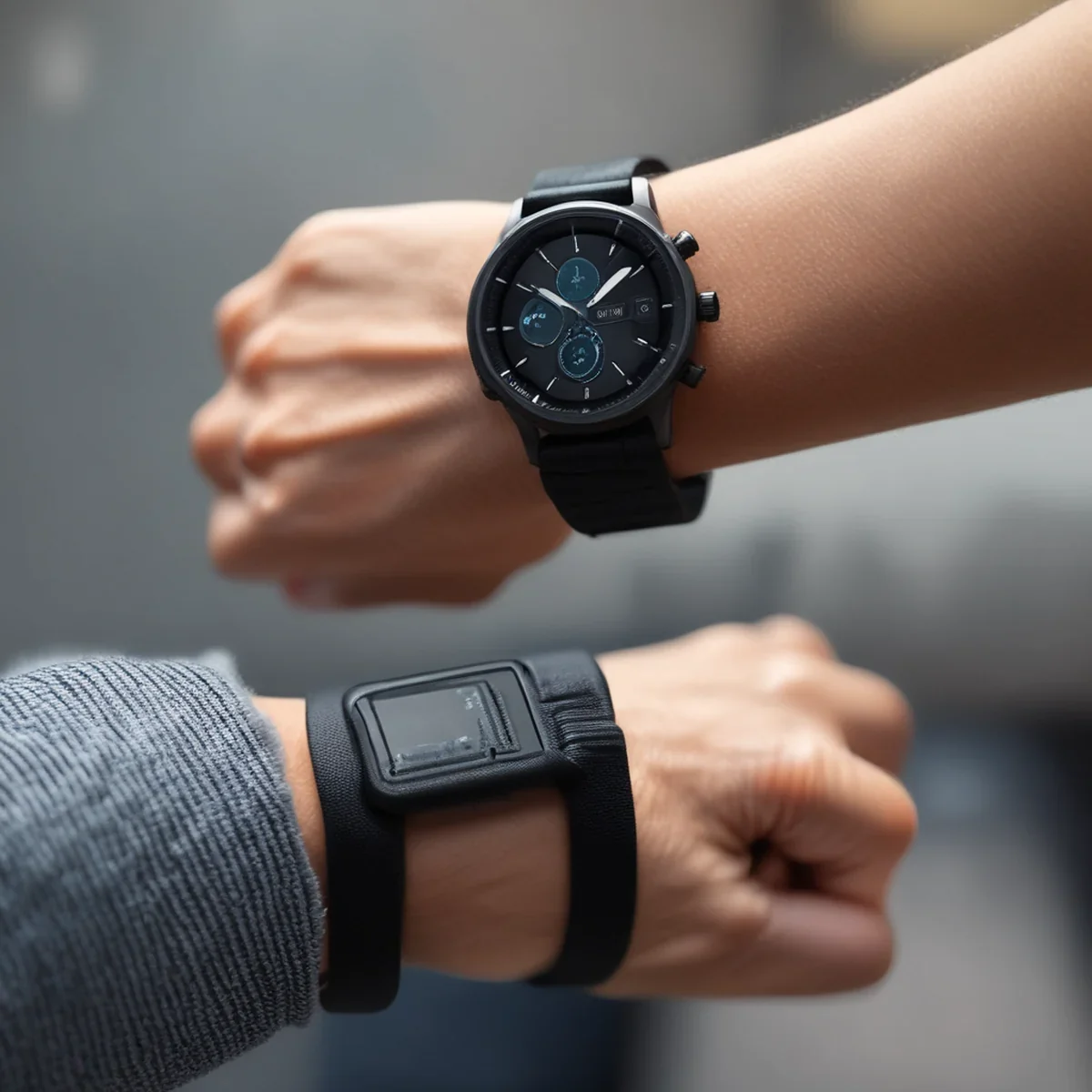 Een modern smartwatch gedragen om de pols tijdens dagelijkse activiteiten