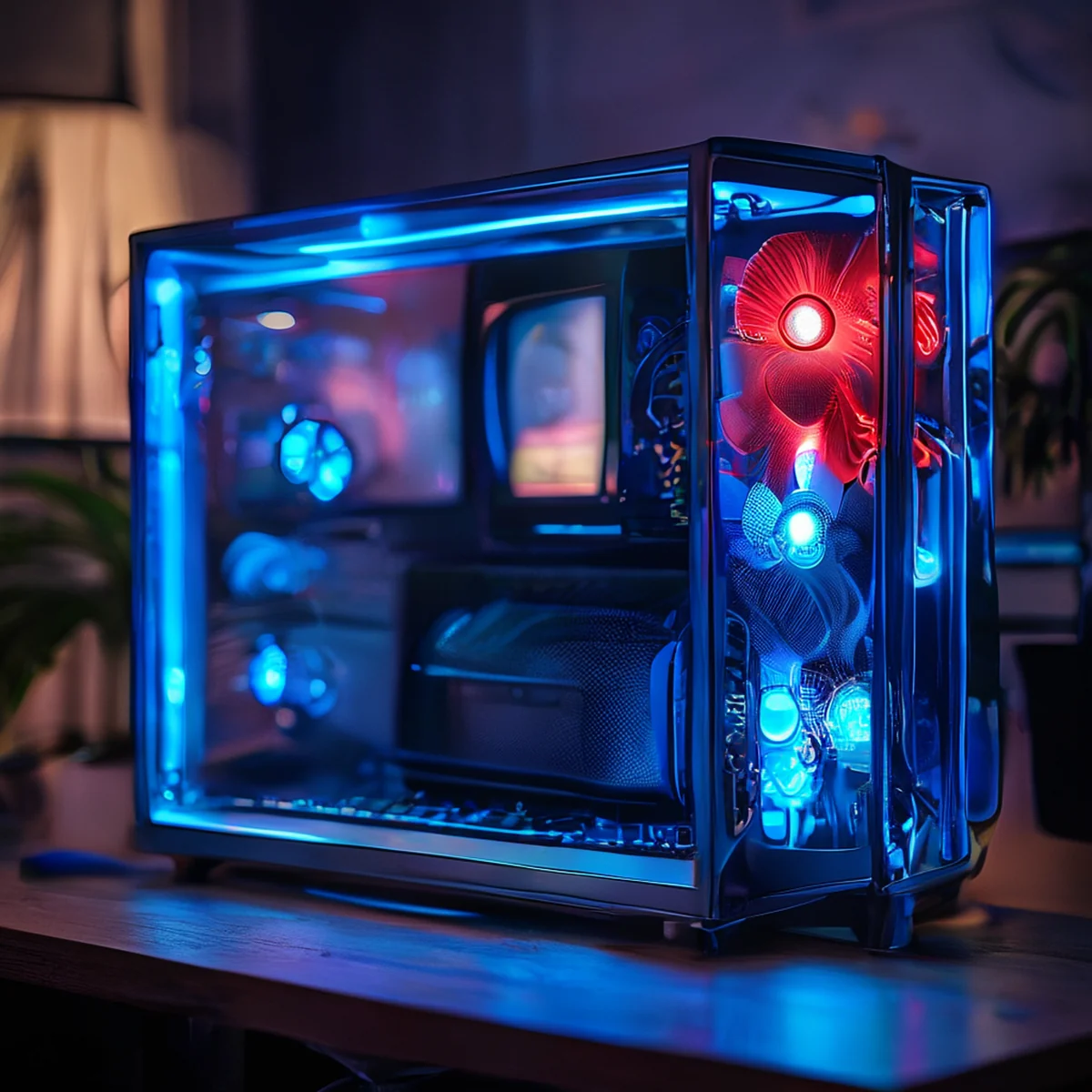 Casse di PC da gioco con illuminazione RGB, molte ventole e design modulare.
