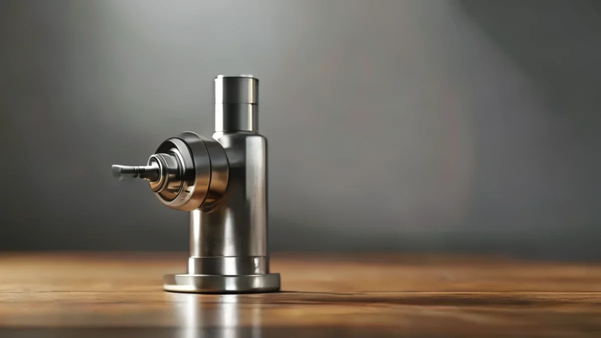 Stainless valve with metallic texture and smooth surface